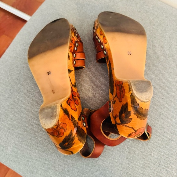 Isabel Marant Brown Leather Floral Heel Platform Sandals - Picture 8 of 8